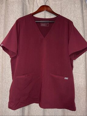 Figs Women's V-Neck Scrub Top in Burgundy technical collection style FW1100